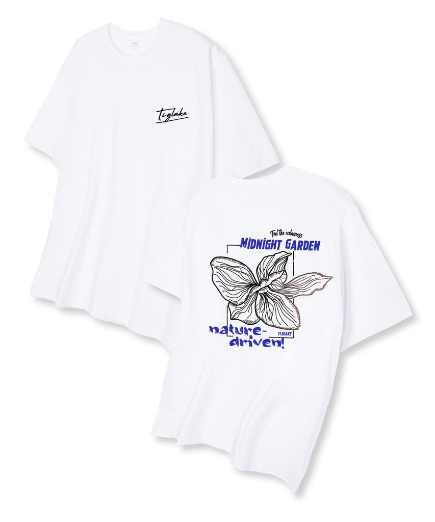 TI.GLAKE Midnight Garden Oversized Short Sleeve T-Shirt White