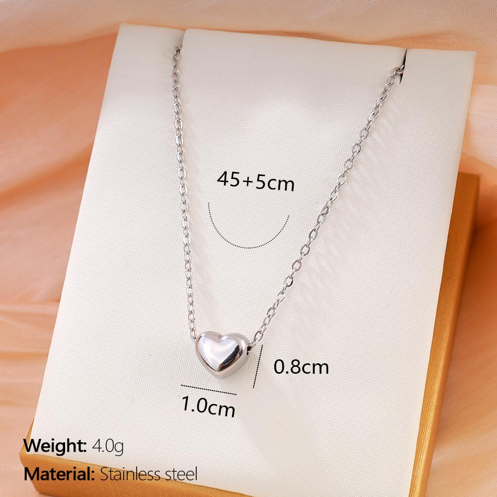 Heart-Shaped Korean Necklace: Elegant, Sweet, Colorfast, Versatile, Washable, Beloved Collarbone Chain