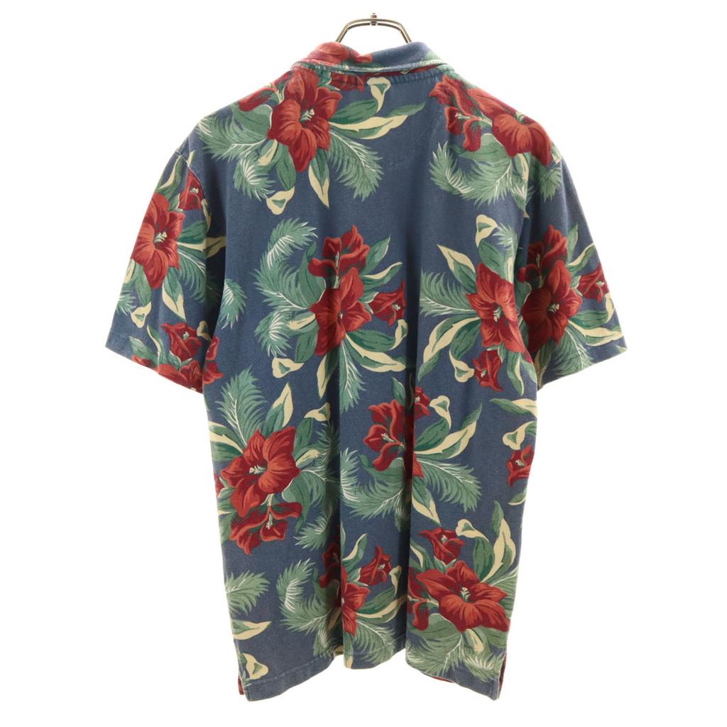 L.L.BEAN Floral Short Sleeve Polo Shirt SM Navy Kanoko Outdoor Men's Used