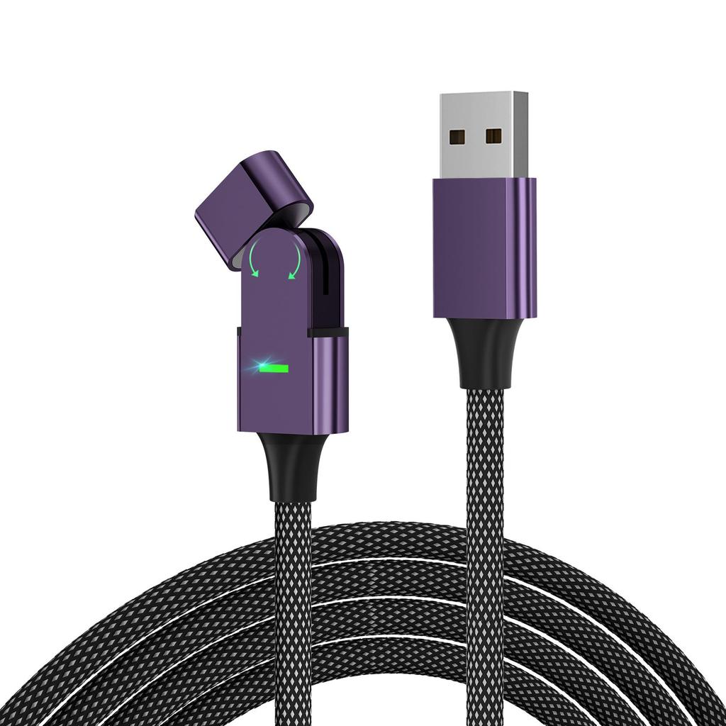 100W Fast Charging Magnetic Cable with 180° Rotating Type-C Angled Connector for Phones and Computers