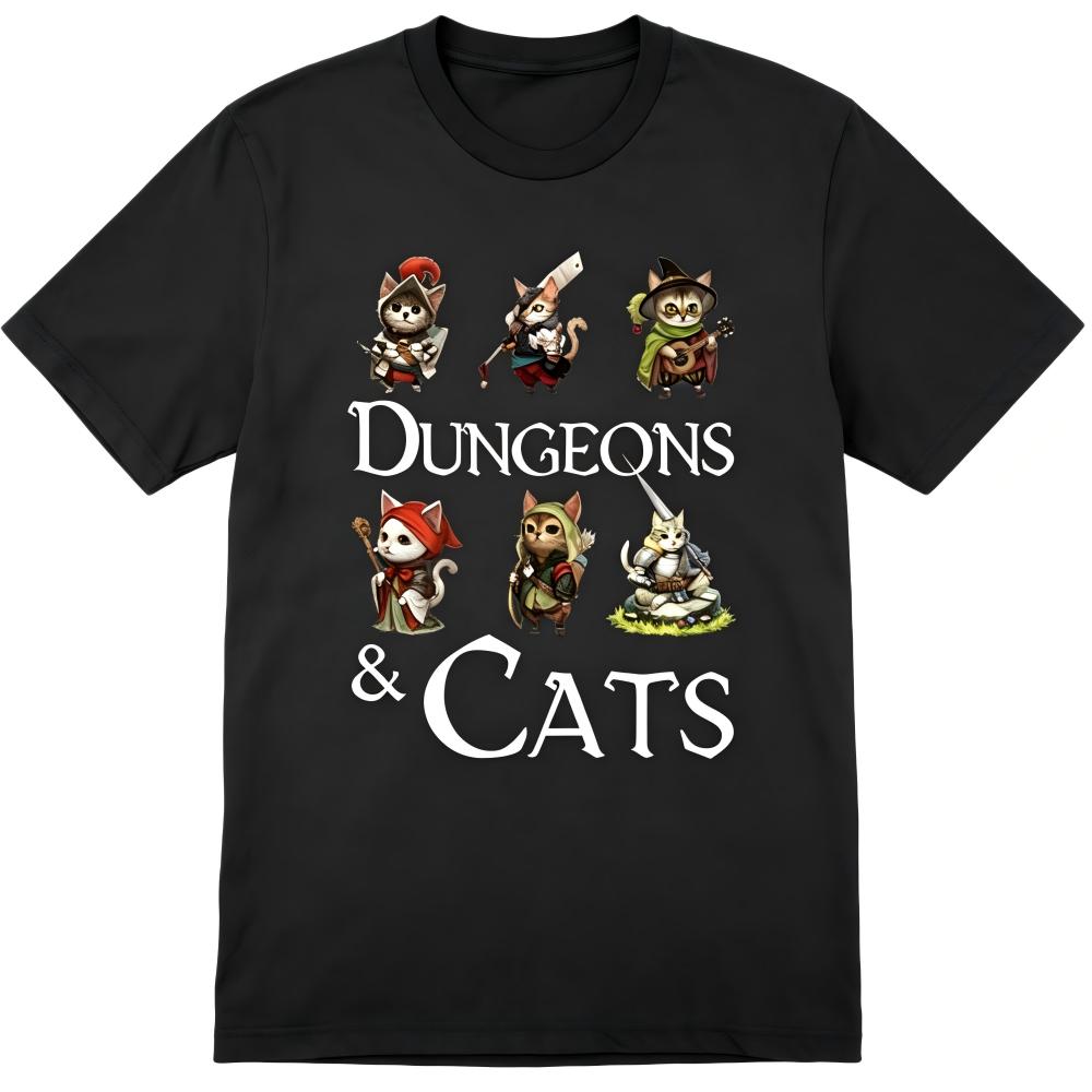 Dungeons & Cats Fantasy RPG Kittens Graphic T-Shirt