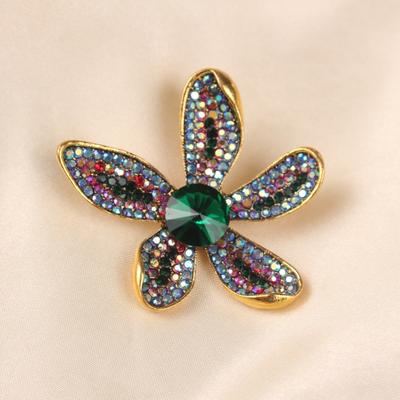 Spilla Retro Commercio Estero Fiore Floreale Temperamento Spilla Spilla con Diamanti Fibbia a Perno Con Gioielli