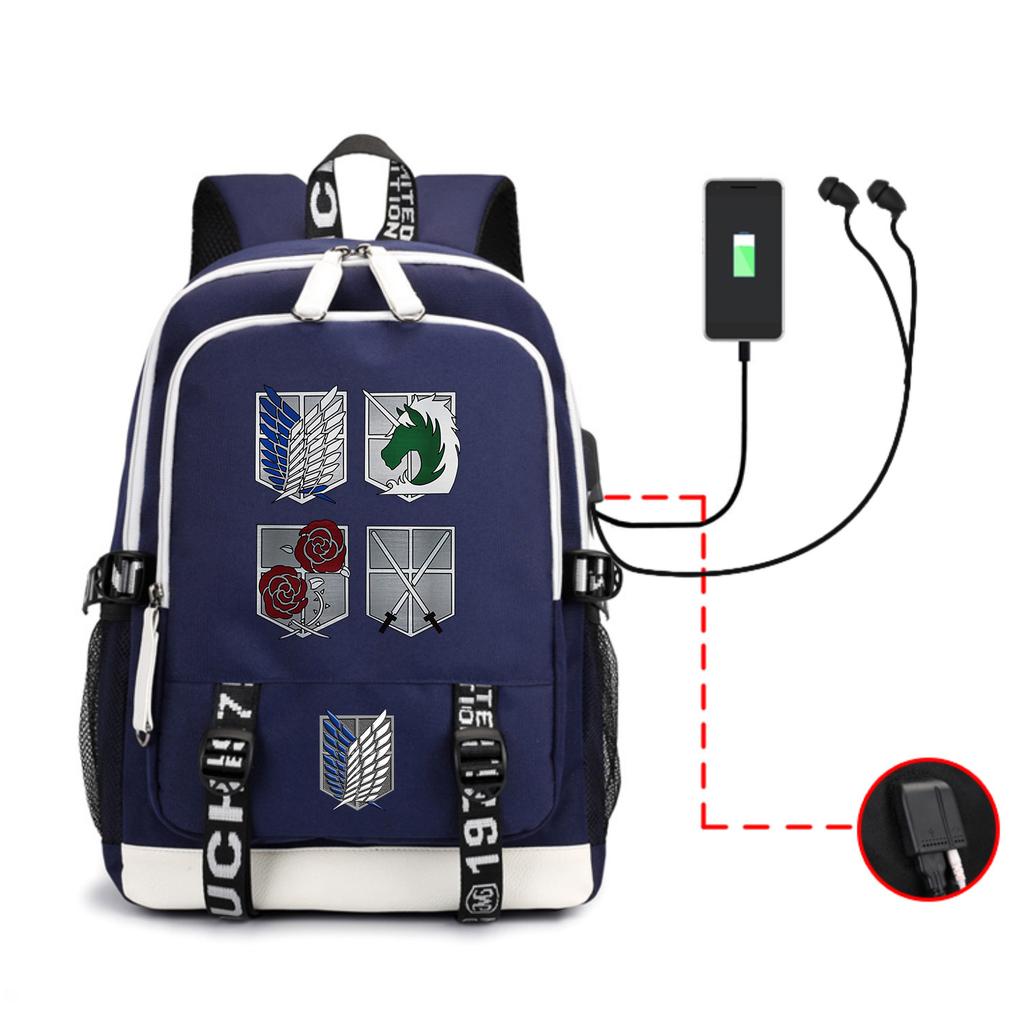 Anime Backpack Outdoor Male And Female Students Headphones Schoolbag Usb Backpack