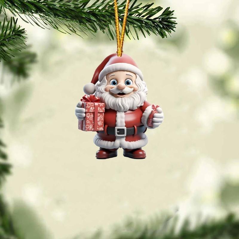 Christmas Tree Pendant 2d Santa Claus Hanging Decoration Flat Christmas Decor Universal Christmas Acrylic Ornament For Festival