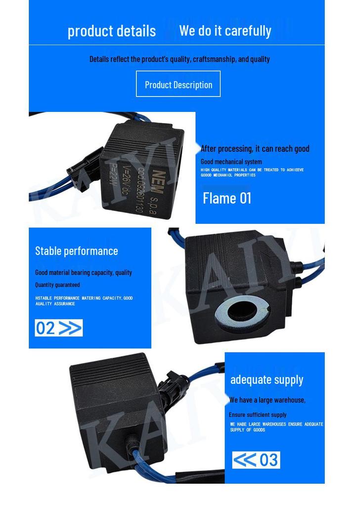 Foton Lovol Excavator Pilot Swing Solenoid Valve Coil 24V for FR60/65/80/150/170