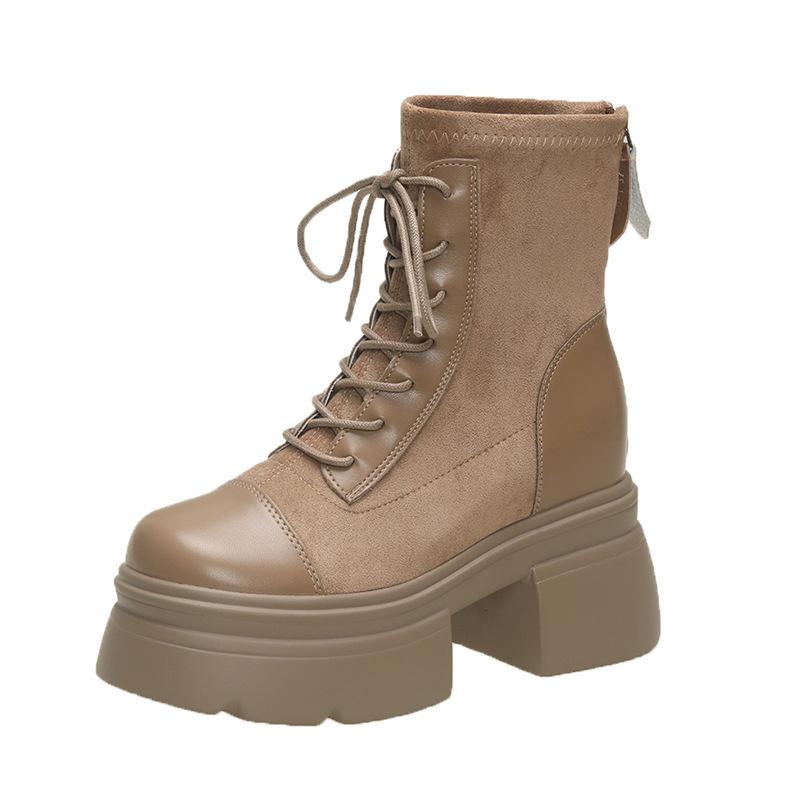 

Small 10cm thick-soled inner height increase thick heel Martin boots women s autumn 2024 new retro and short boots 39 абрикосовий