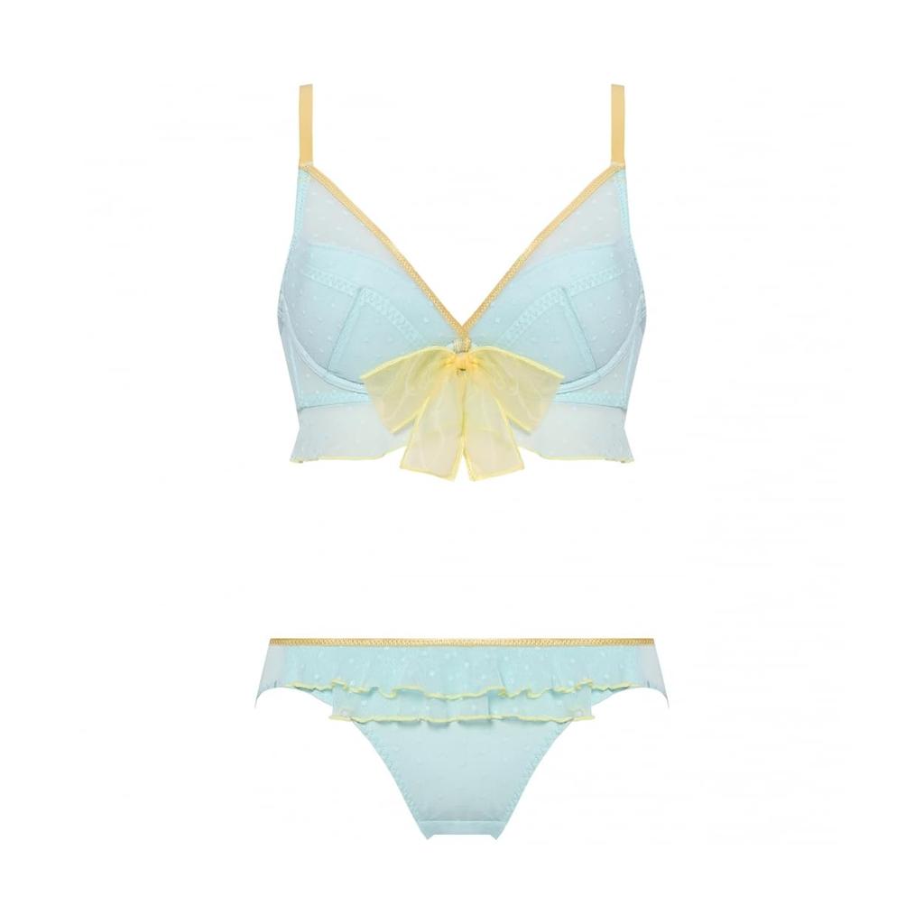 AMOSTYLE BY Triumph Decollete Beauty Bra Panty Playful M007 Size C70M & Set, Ribbon, (Blue),