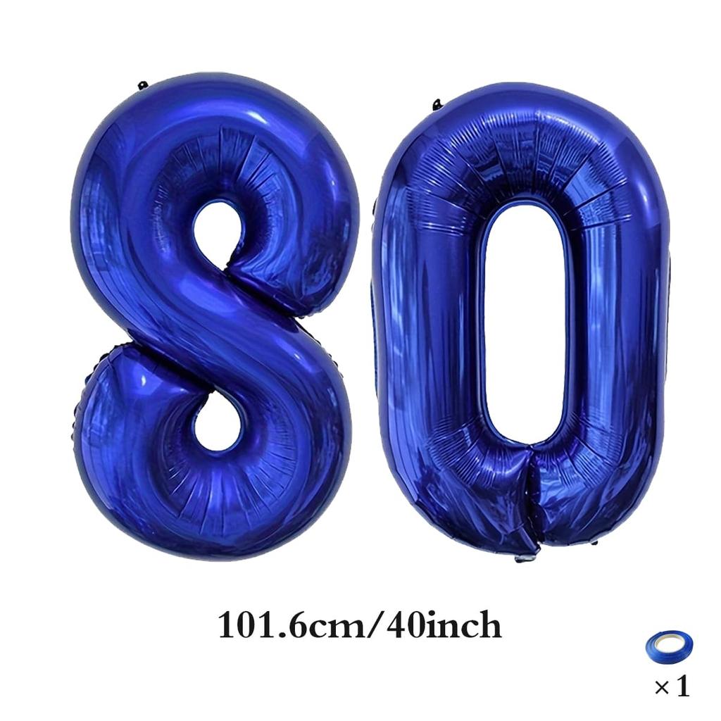 Großer 40-Zoll tiefblauer digitaler Ballon 10 20 30 40 50 60 70 80. Geburtstagsparty digitale Dekoration Dekoration für Gedenktage