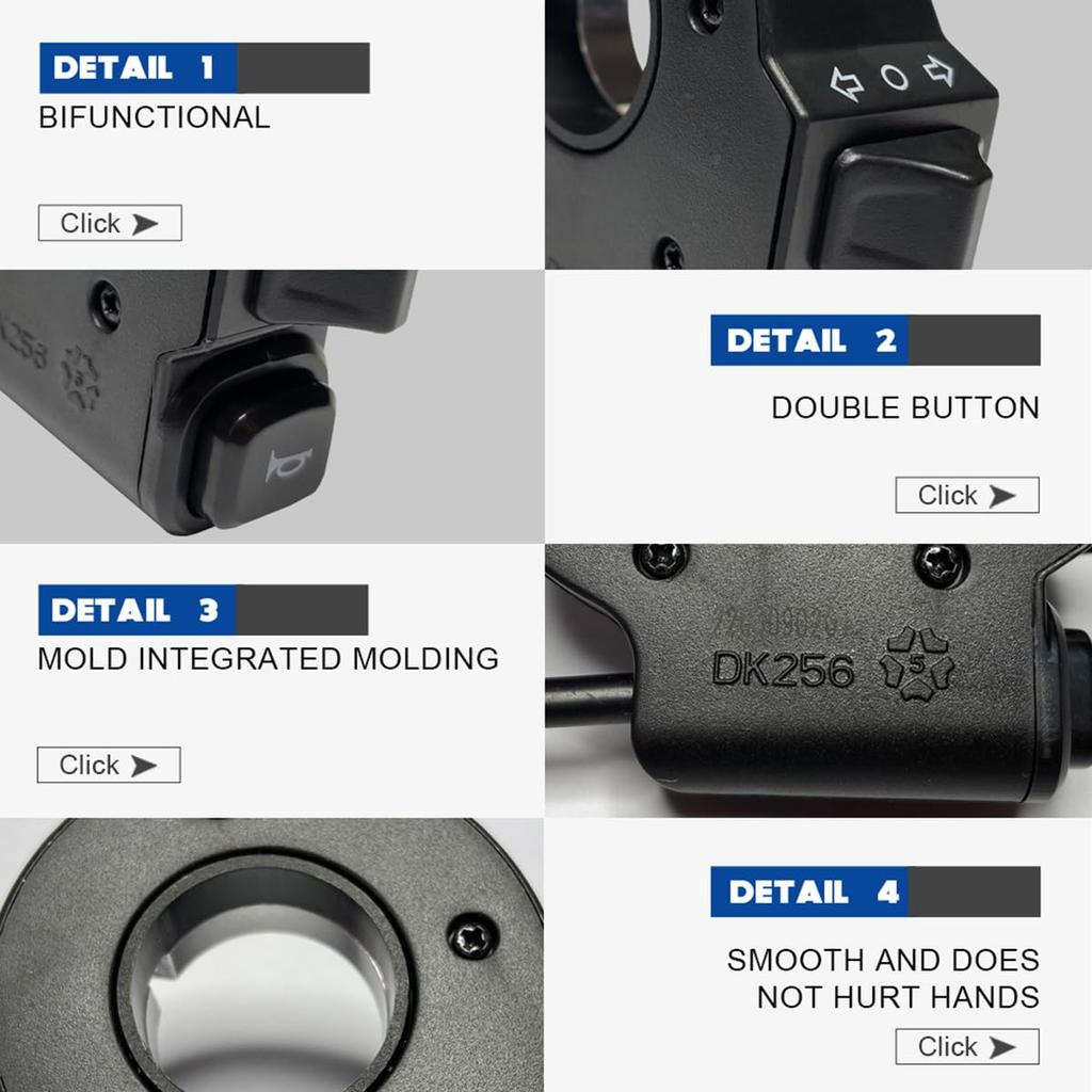 Yavoluy Blinker Schalter, Elektrofahrrad, Blinker Hupen Steuerschalter, Doppelfunktion, Leichter Lenkerschalter für Motorräder