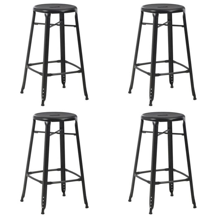 VidaXL 4x Tabourets de Bar Chaise de Pub Tabouret de Comptoir Siège de Bistro Chaise de Comptoir Salle à Manger Cuisine Noir 3054558