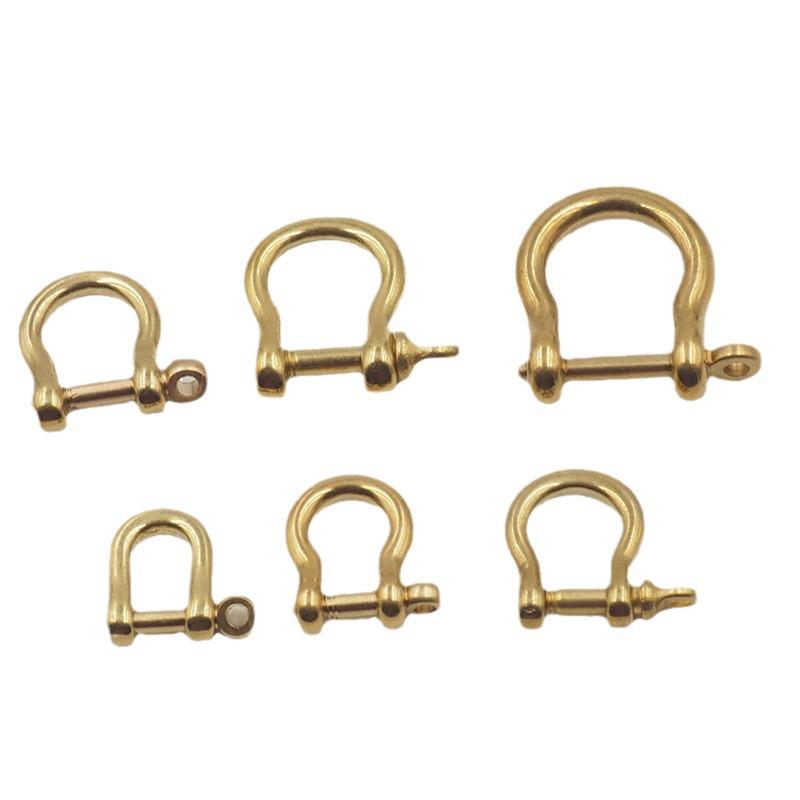 Pure Copper U-Shape Horseshoe Buckle with Brass D-Ring for Wallets, Bags, Bracelets, and Keychains