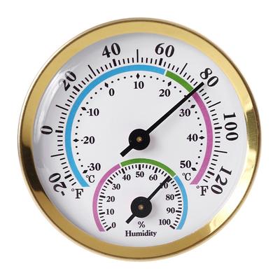 2.28" Thermometer Hygrometer Wall Hung Aluminum Indoor Outdoor Sauna Room -20~+120℉ 0~100%RH Temperature Humidity Tester Monitor