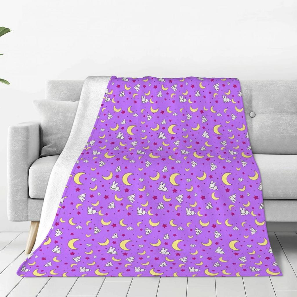 S-Sailor M-Moon Anime Kawaii Flannel Blanket Soft Warm Throw Blanket for Home Decor Airplane Travel Novelty Bedspread Sofa Bed