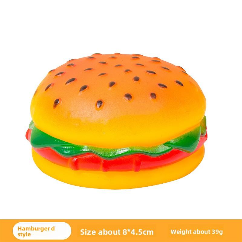 Rubber-coated Sound-producing Toy Hamburger Dog Teething and Cleaning Sound Hamburger Bag Pet Toy