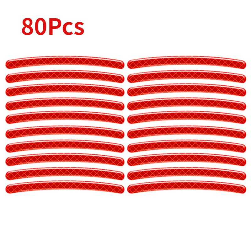 80Pcs Car Wheel Hub Reflective Sticker Night Safe Driving Tire Rim Luminous Decal Stickers Auto Motorcycle Styling Decor Decals