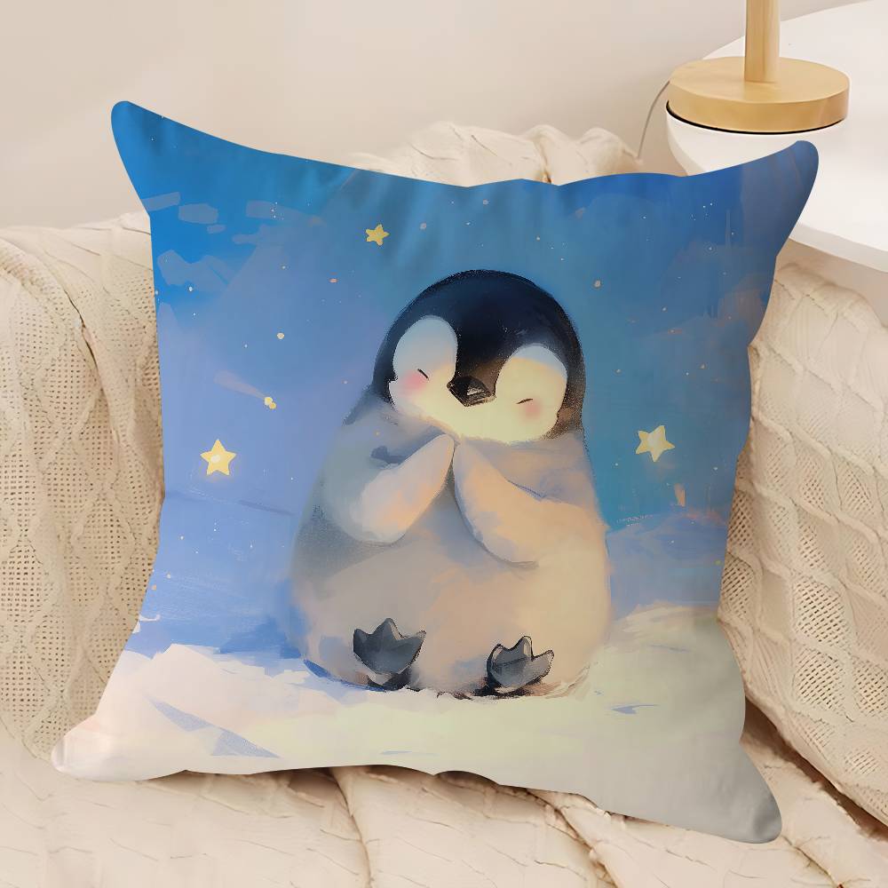 Cute Penguin Cushion Cover Car Throw Pillow Case For Sofa Car Christmas Gift 40x40cm 45x45cm