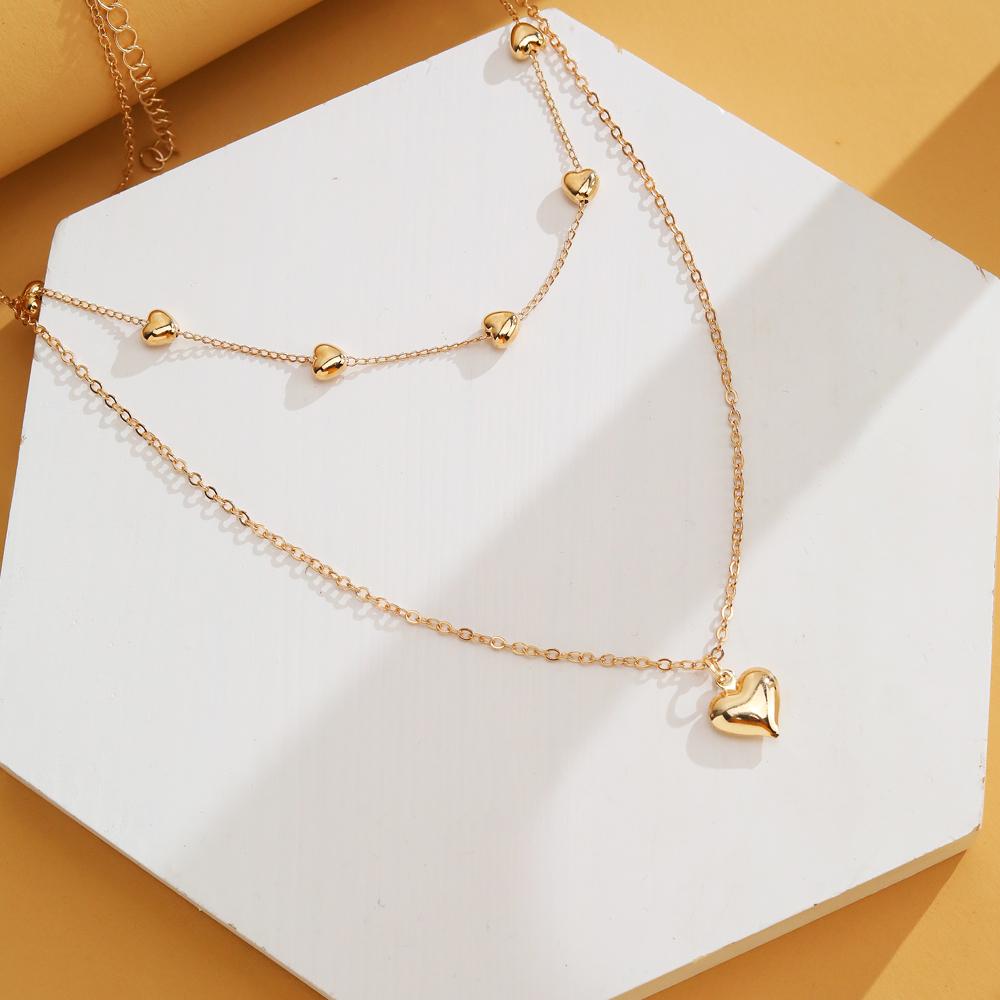 Náhrdelník s príveskom Love srdiečkový módny 2-dielny set milencov Zodpovedajúce šperky Darčeková retiazka na sveter