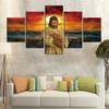5Pcs Sunset Jesus Lamb Animal Pictures Wall Art Home Decor No Framed 5 Panel Room Decor 5 Pieces Paintings HD Print Poster