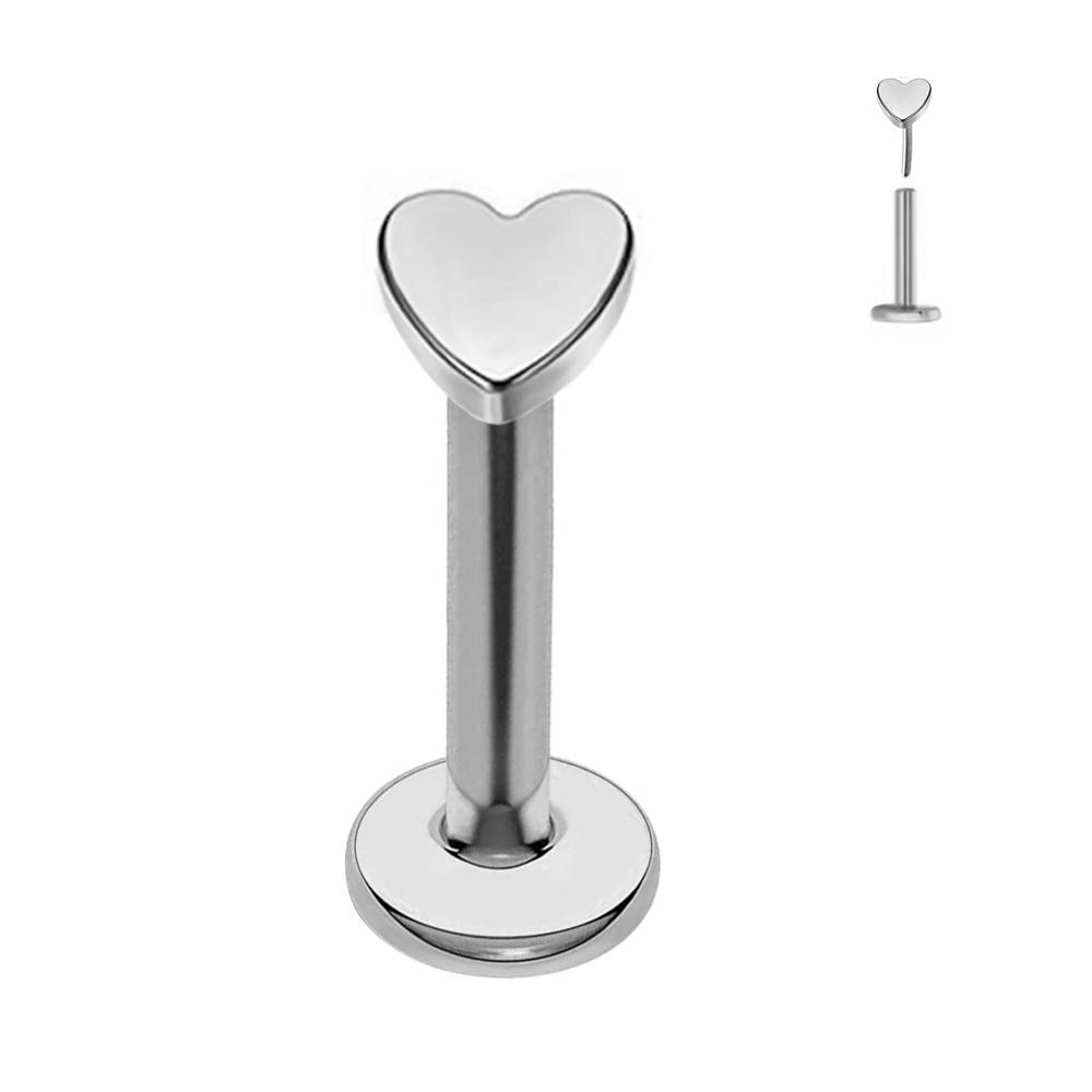 ASTM F136 G23 Titanium The Ball Tragus Earring Threadless Piercing Heart Cubic Zirconia Pin Daith Conch Push In Labret Stud