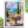 Window View Flower Diamond Painting 5D Full Drill Lily Rose Peony Bouquet DIY Rhinestone Embroidery Mosaic Art Home Decor Gift