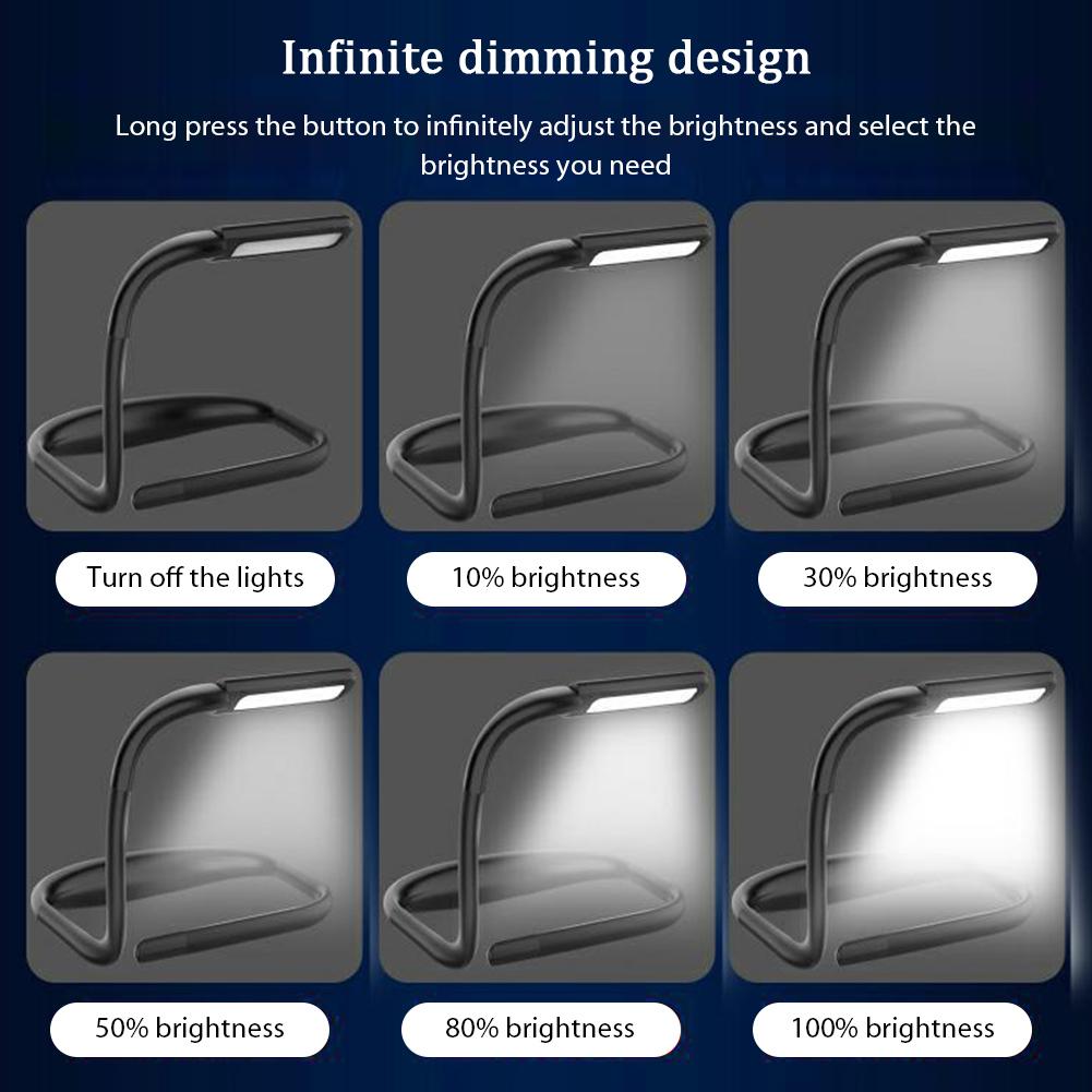 LED Desktop Reading Light Flexible Hanging Neck Reading Light Lightweight 3 Light Colors for Running Walking Camping Studying