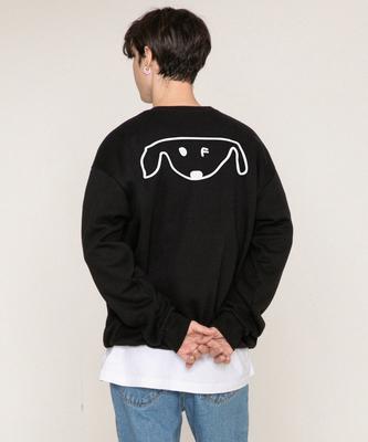 GRAVER [Unisex] Back Drawing Dog Sweatshirt_Black