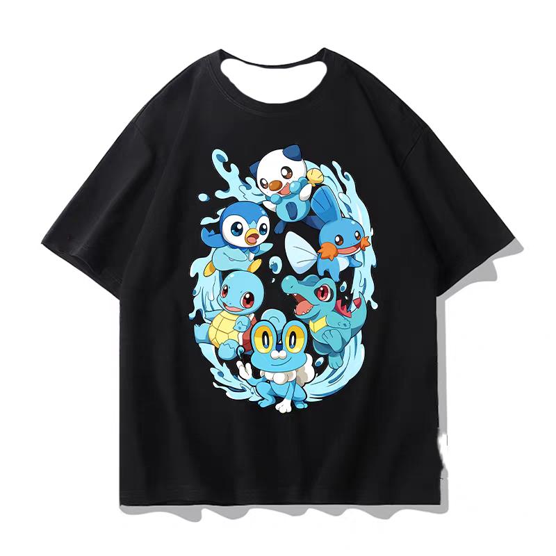 Pokemon Anime Printed Shortsleeved Tshirt for Boys Summer Clothing with Pikachu Charmander and Squirtle Patterns Printed