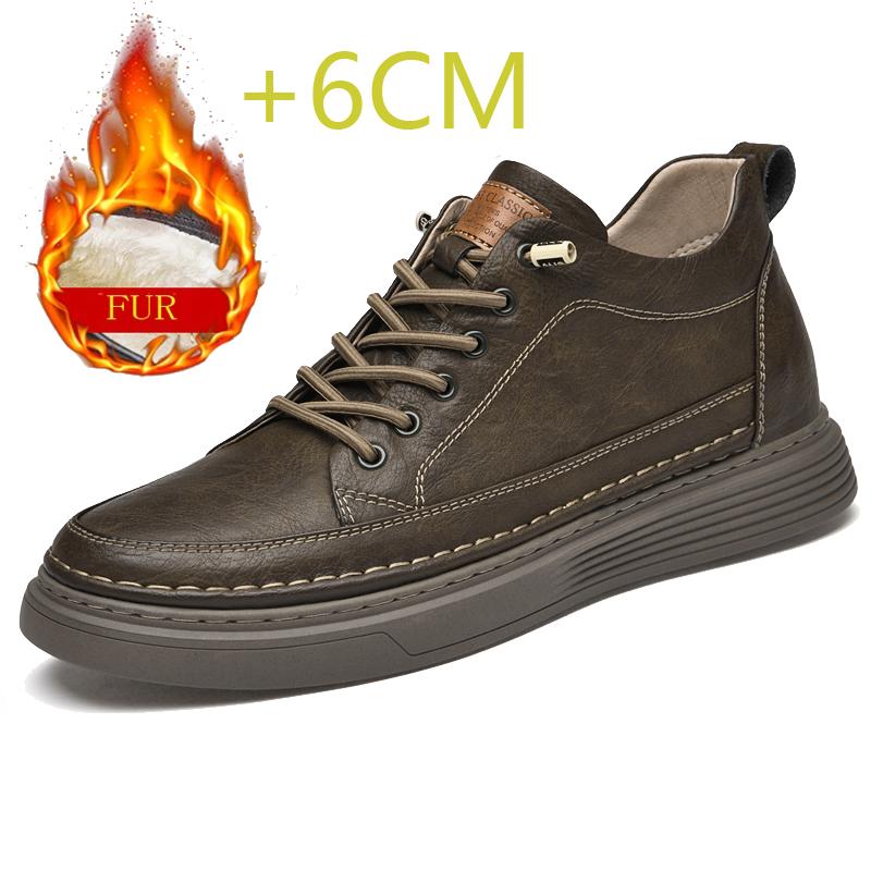 Fashion Genuine Leather Heightening Shoes Elevator Shoes Height Increase Shoes Men Height Increase Insole 6CM Men Sneakers Sport Shoes