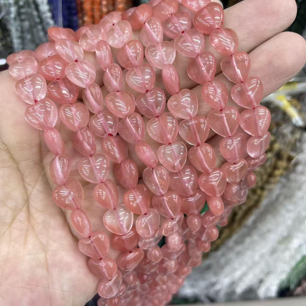Natural Peach Heart Crystal Beads for DIY Jewelry Crafting 10mm (35 beads)