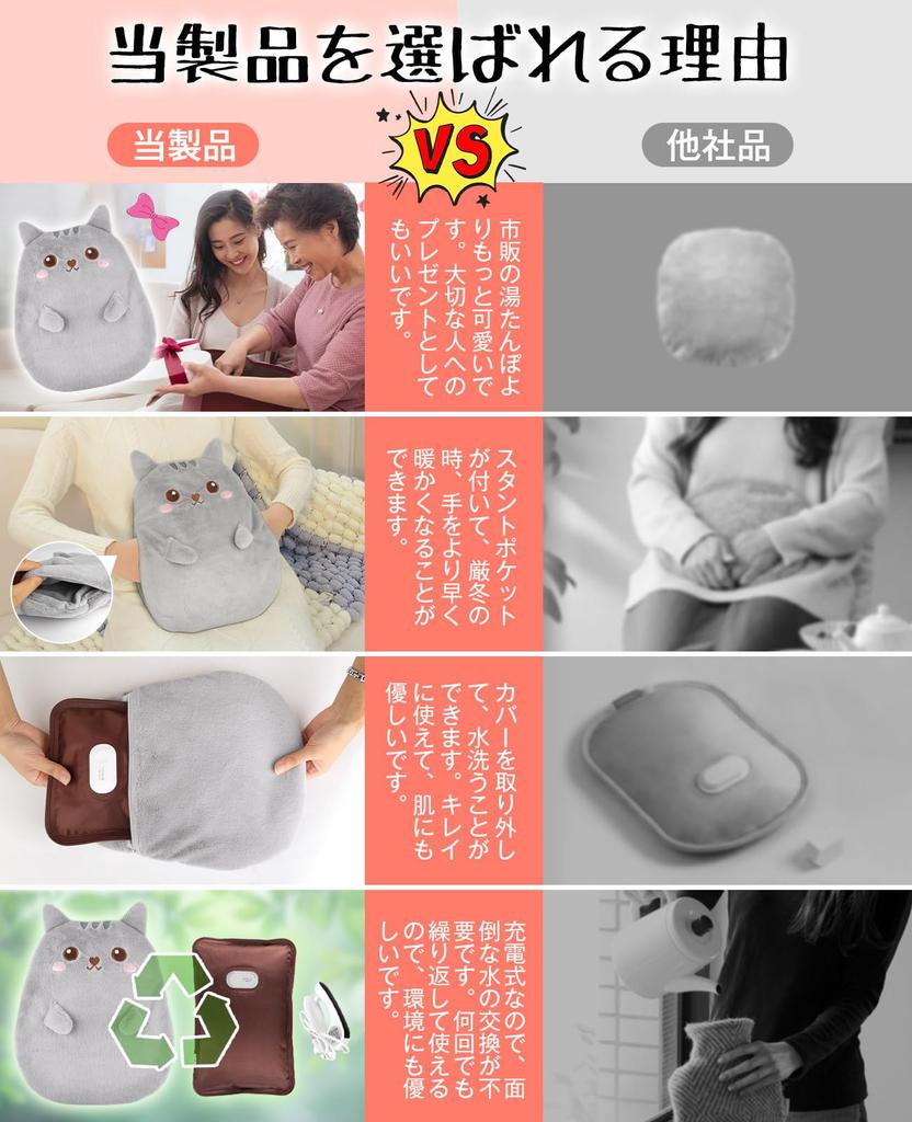 Rechargeable Electric Hot Water Bottle with Heat Storage Function Warmth and Heat Retention No Hot Water Changes Fluffy Burn Overheat Cute Animal Cold