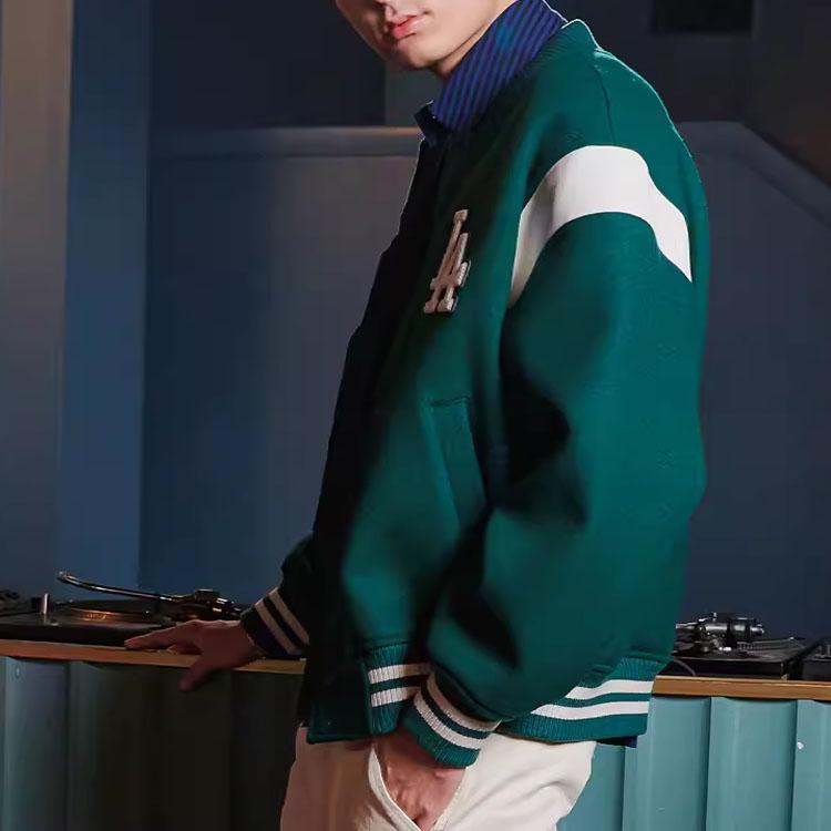 New MLB College Style Series Baseball Jacket Unisex Dark Green 3AJPV0934-07GND