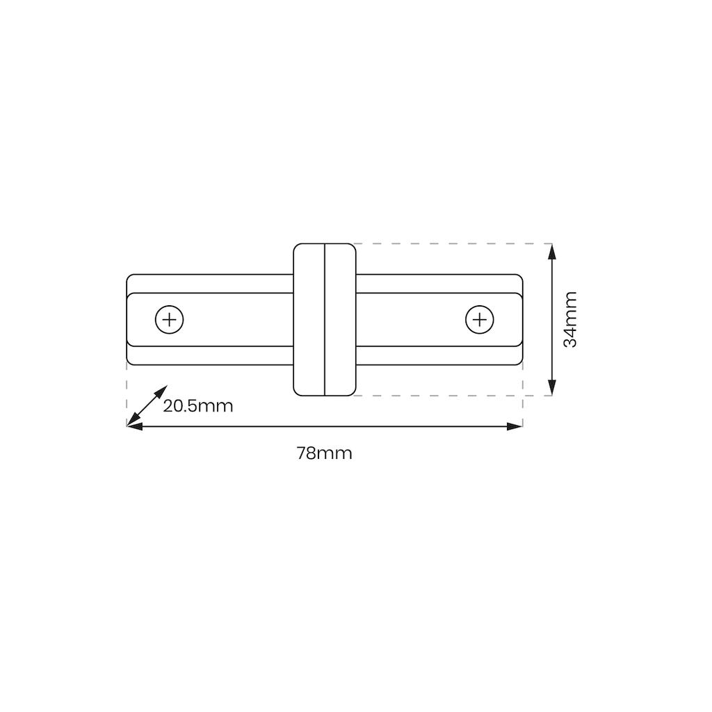 Straight Track Connector Black 1-Circuit V2.0