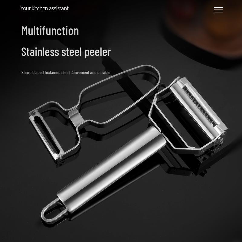 

Multi-Purpose Stainless Steel Peeler: Cabbage Shredder, Pumpkin Scraper, and Wide Mouth Fruit & Vegetable Tool