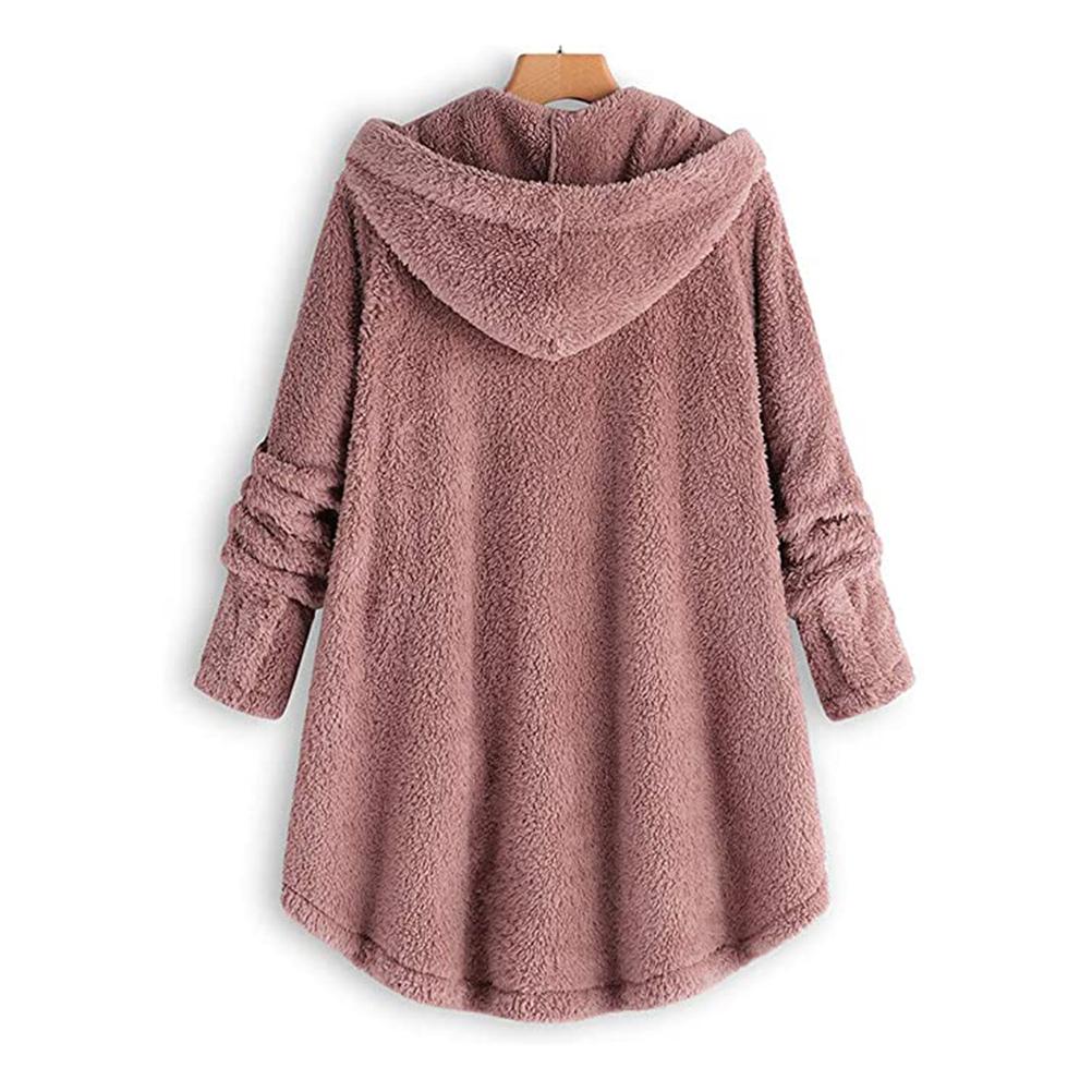 Hoodies Sweater for Women Fuzzy Button Plain Tops Blouse with Pocket Coat for Autumn Winter