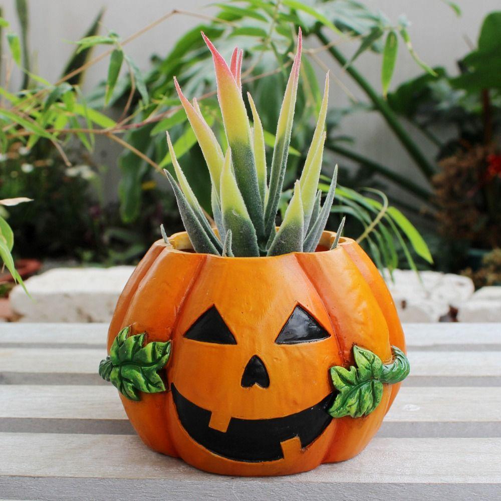 Resin Crafts Succulent Planter Pot Cartoon Pumpkin Plants Container  Office Decoration