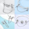 Copper Heart Beads Colorful Zircon Safety Chains Original Charm Fit Original Bracelets DIY Style Jewelry Gifts Accessory Women's