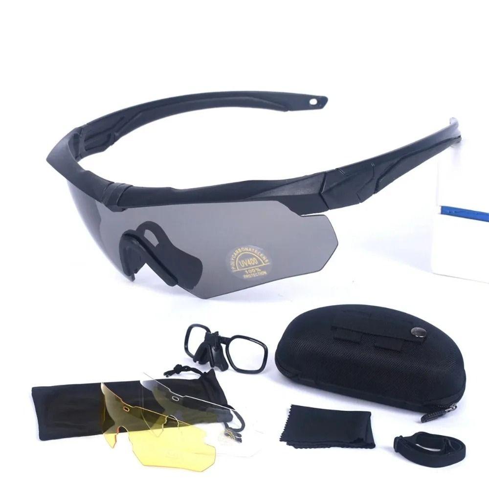 

HD 3 Lens Polarized Glasses Windproof Motorcycle Glasses Men Women Cycling Goggles Fishing Hiking Khaki-Polarization