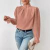 Frühling Damen Langarmhemd Halbturtleneck Chiffon Rüsche Herbst Durchsichtig Elegant Büro Pendeln Oberteil Damen Bluse