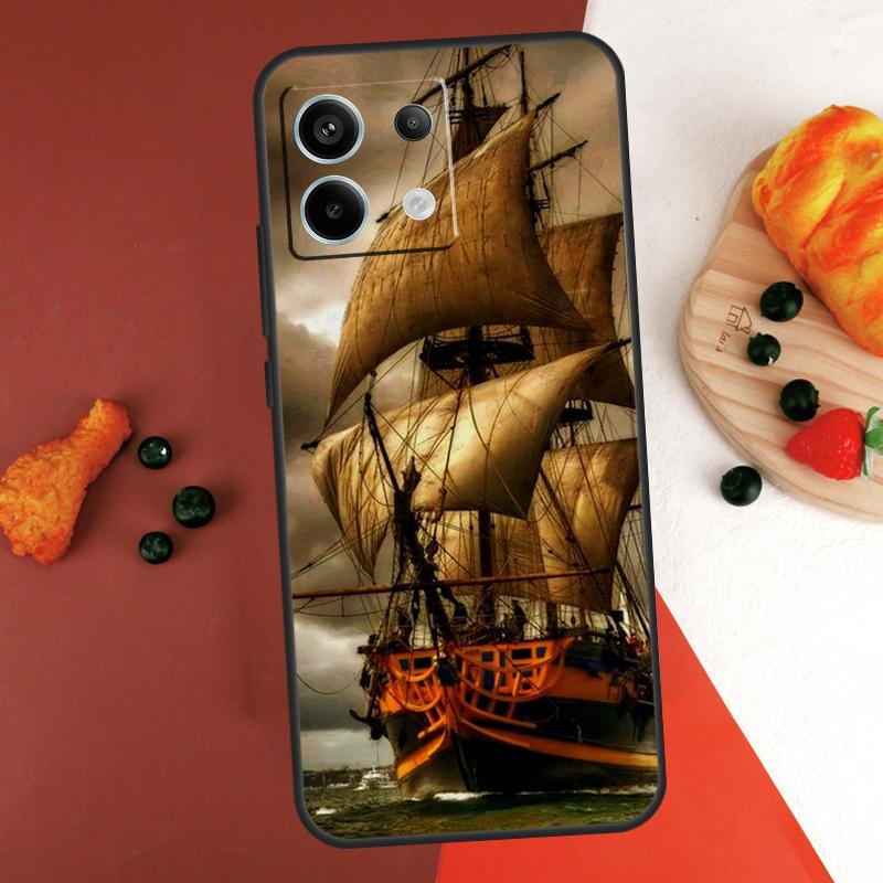 Sailing Pirate Ship Boat Case For Xiaomi Redmi Note 14 13 Pro 9 10 11 12 Pro 10S 11S 12S Redmi 13C 10C 12C 14C Coque