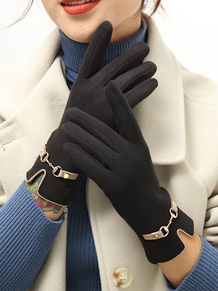 Women Winter Velvet Warm Gloves New German Velvet Gloves Korean Version of Anti Cold Touch Screen Gloves Cycling Driving Gloves