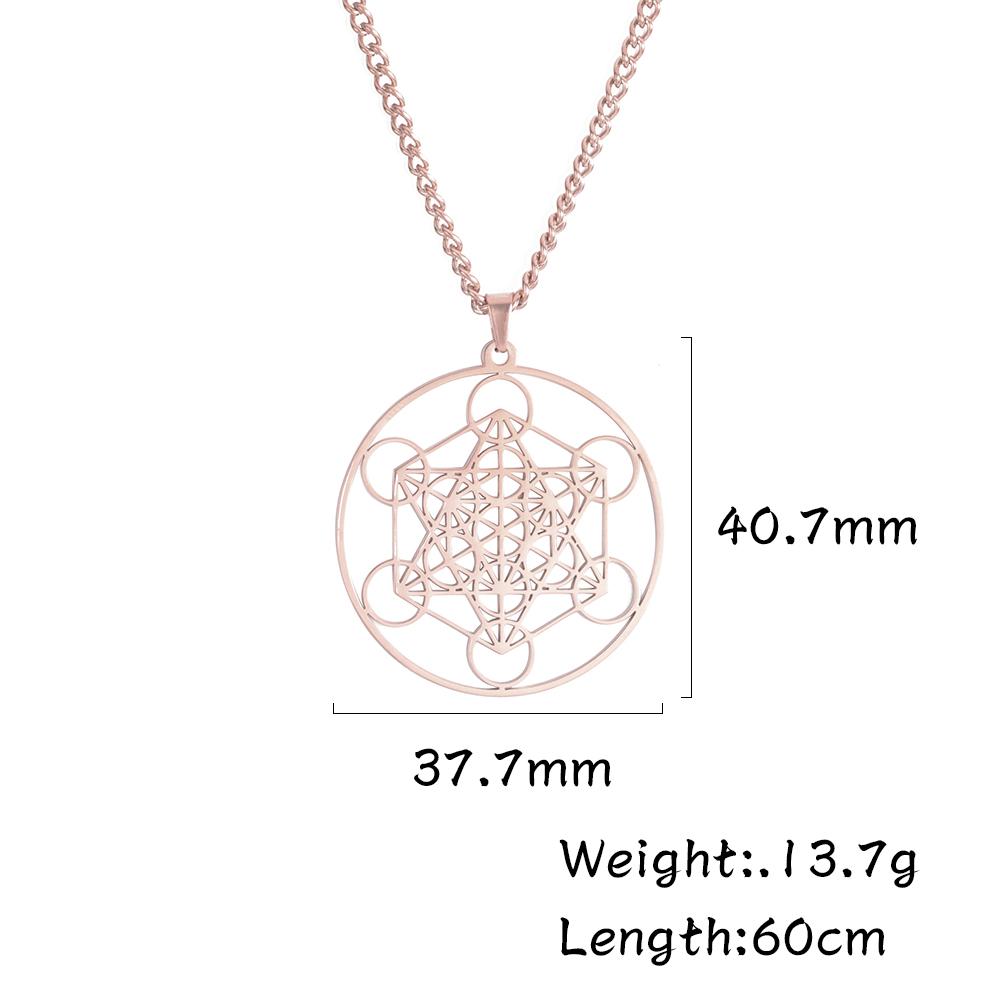 Dawapara Metatron's Cube Symbol Medal Necklace Stainless Steel Sacred Geometry Spiritual Protection Talisman Pendant
