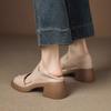 Soft Leather, Soft Sole, One-line Fish-mouth Shoes, Women's Thick-heeled High Heels