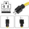 3-Pin Stecker auf Stecker Verlängerungskabel für Umschalter, Doppelstecker 5-15P 12AWG 125V US-Stecker, Generator-Adapterkabel
