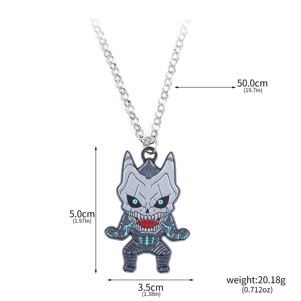 Action Fighting Black No. 8 Monster Necklace Pendant Metal Demon Monster Pendant Cosplay Props Men Women Backpack Jewelry Gift