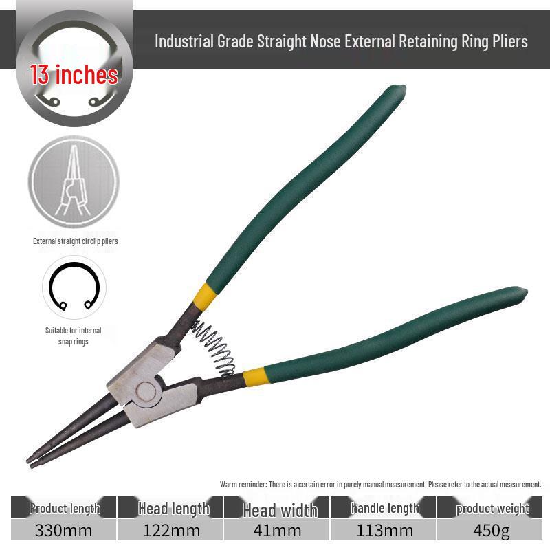 7-Inch Multifunctional Snap Ring Pliers for Internal/External Use: Yellow Handle - Ideal for Small Retaining Rings with Straight Jaw Design
