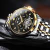 JINSHIDUN Tourbillon Automatic Mechanical Watch, Multi-functional Sports Waterproof Luminous Men's Watch