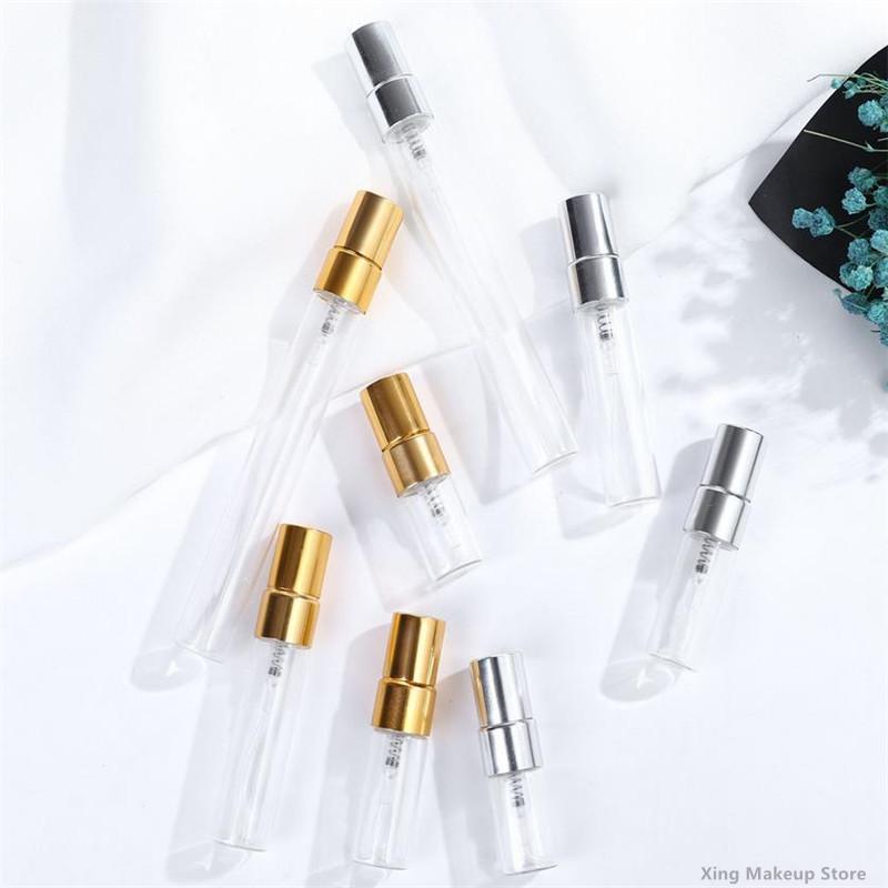 50/100PCS 2ML 3ML 5ML 10ML Gold Mini Empty Cosmetics Bottle Perfume Glass Bottle Sample Thin Glass Vials Wholesale 2#
