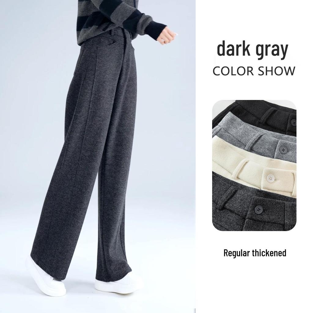 Elegant Minimalist High-Waisted Wool Wide-Leg Pants for Women - Autumn/Winter 2025 Collection