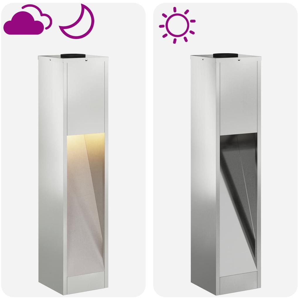 Solar LED Path Light 2 Pcs Silver Galvanized