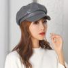 Women's Beret Leather Solid Color Versatile Painter Hat Spring Octagonal Hat